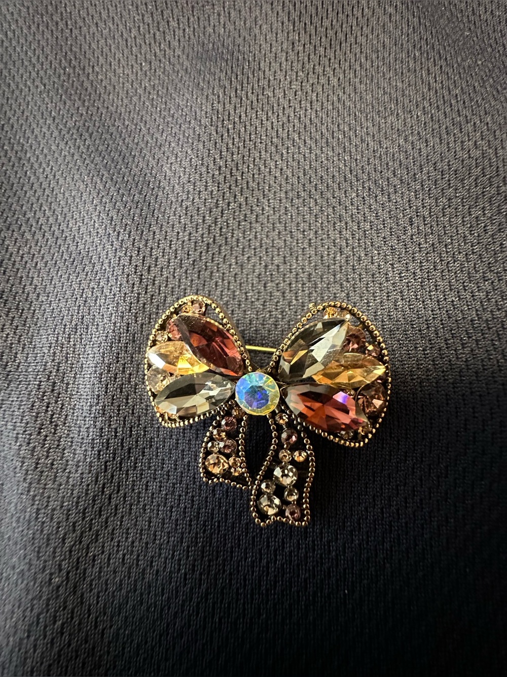 Elegant Bow Crystal Brooch - Multi-Color Rhinestones